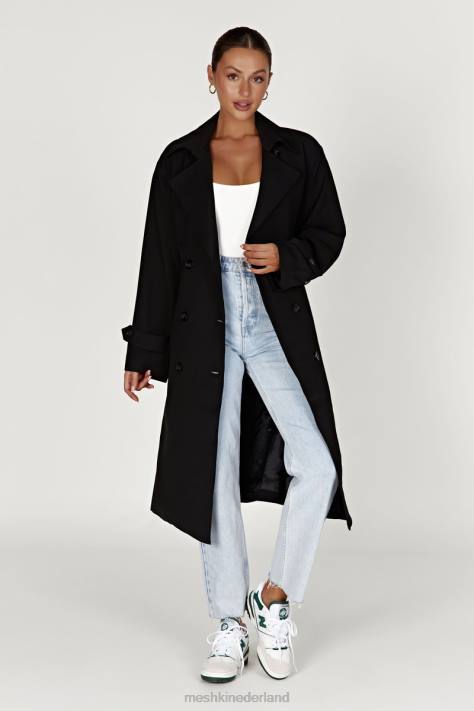 Meshki Keily super oversized trenchcoat kleding zwart XP0T1644