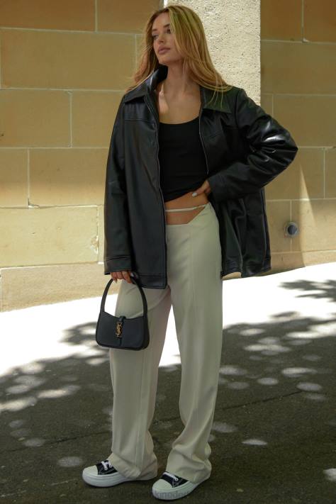 Meshki Savannah kunstleren pilotenjack kleding zwart XP0T1648