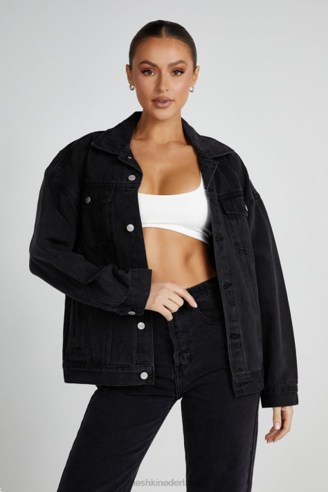 Meshki oversized denim jack kleding zwart gewassen XP0T1325