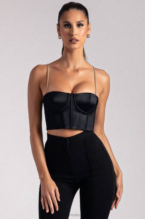 Meshki Alexina bustier met kettingriem en korset kleding zwart XP0T1107