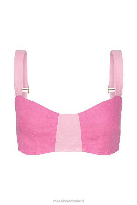 Meshki Yalda linnen bustier met contrasterend paneel kleding snoep roze XP0T1180