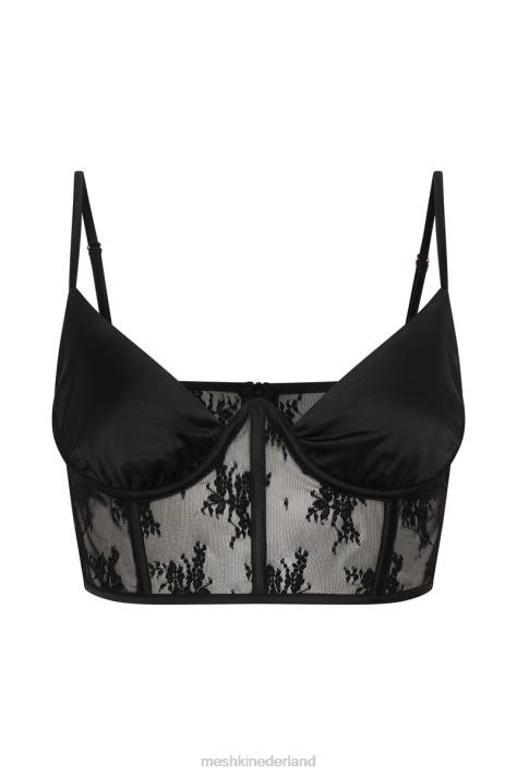 Meshki hattie satijnen en kanten korsettopje kleding zwart XP0T978
