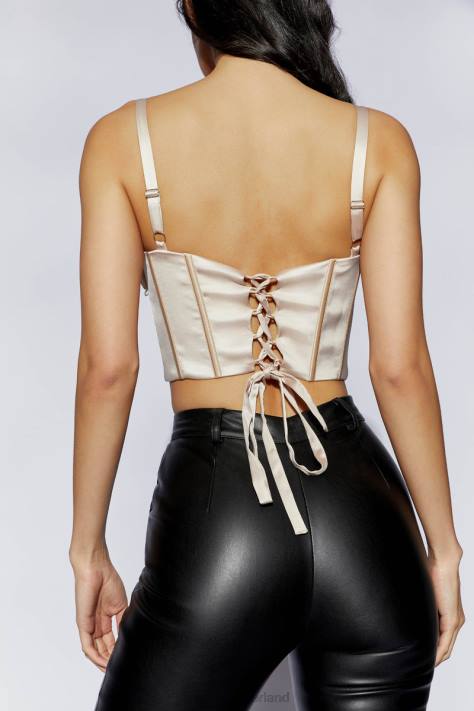 Meshki kristy shirring buste corset top kleding Champagne XP0T1085