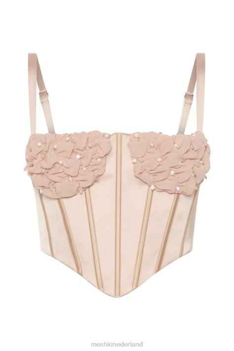 Meshki kristy shirring buste corset top kleding Champagne XP0T1085