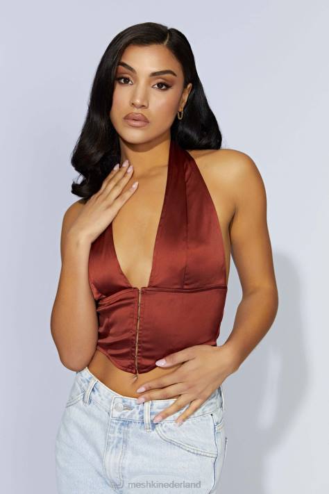 Meshki mallory satijnen korsettopje kleding kersen chocolade XP0T1066
