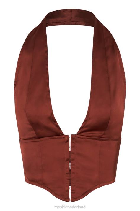 Meshki mallory satijnen korsettopje kleding kersen chocolade XP0T1066