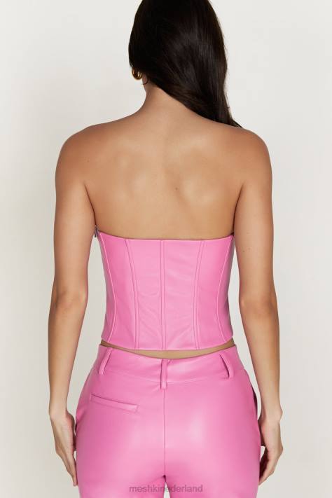 Meshki matilda lange lijn kunstleer corset top kleding roze roze XP0T1036
