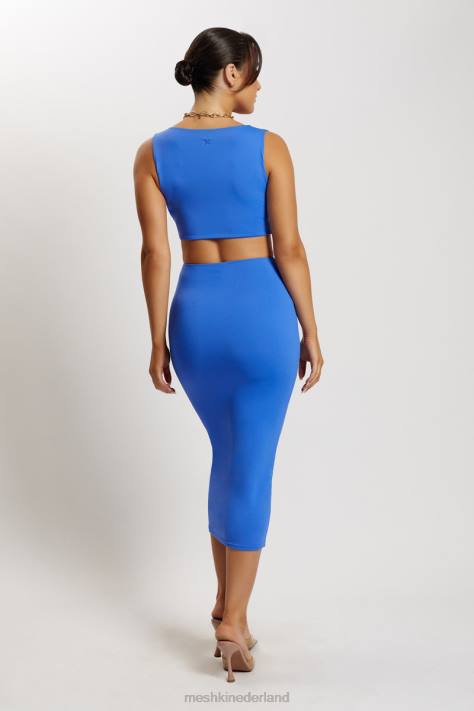 Meshki Angela crop top met gedraaide voorkant kleding kobalt blauw XP0T1176