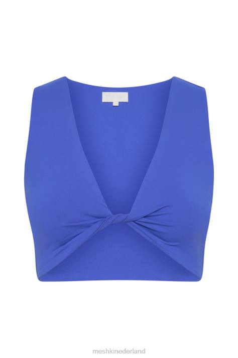 Meshki Angela crop top met gedraaide voorkant kleding kobalt blauw XP0T1176