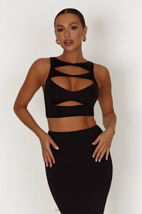 Meshki Chloe uitgesneden crop top kleding zwart XP0T855