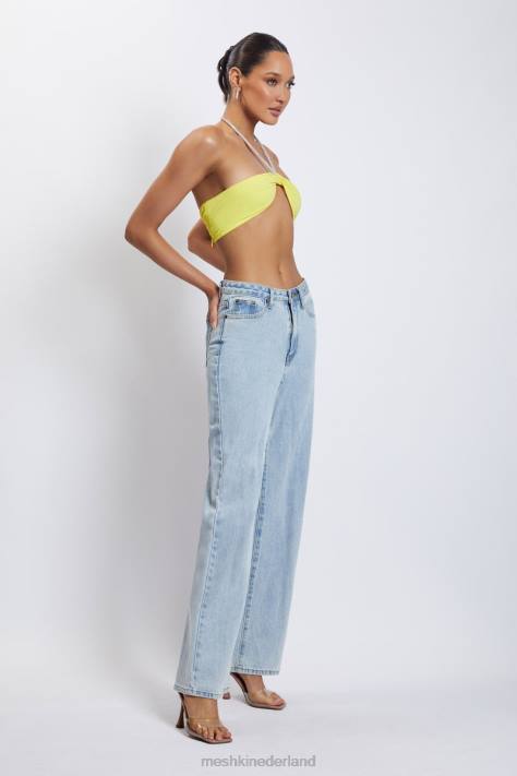 Meshki Crop top met halterhals en diamanten ketting kleding geel XP0T1142