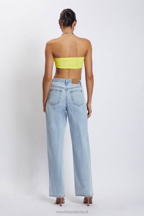 Meshki Crop top met halterhals en diamanten ketting kleding geel XP0T1142