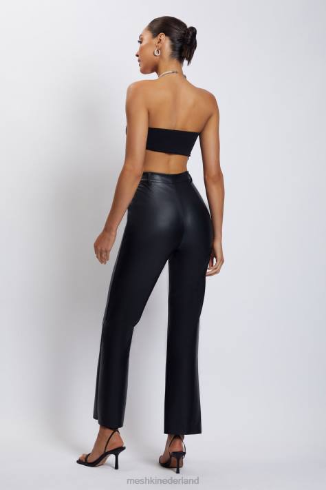 Meshki Crop top met halterhals en diamanten ketting kleding zwart XP0T1132