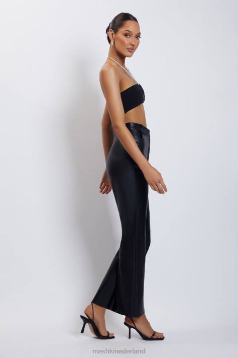 Meshki Crop top met halterhals en diamanten ketting kleding zwart XP0T1132