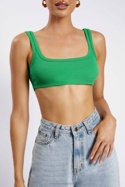 Meshki Jackie crop top met ronde hals kleding Fel groen XP0T1157