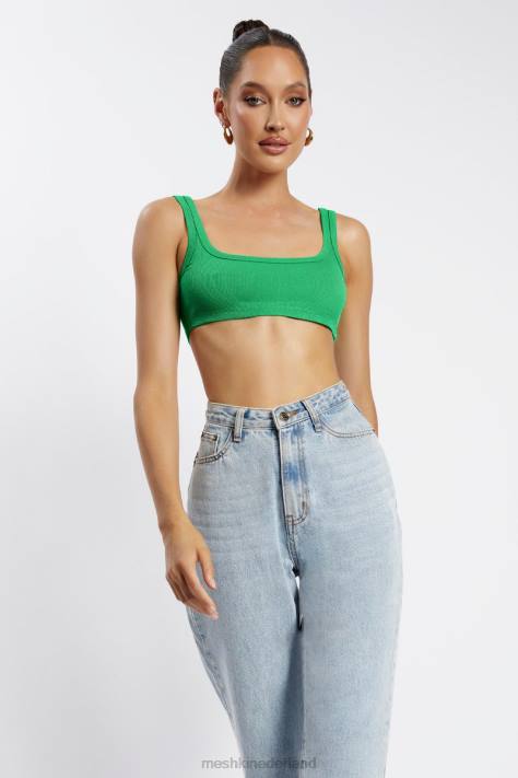Meshki Jackie crop top met ronde hals kleding Fel groen XP0T1157