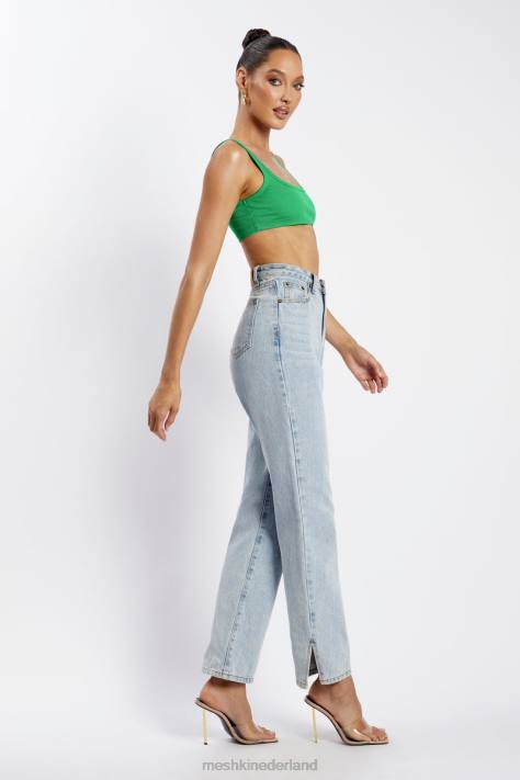 Meshki Jackie crop top met ronde hals kleding Fel groen XP0T1157