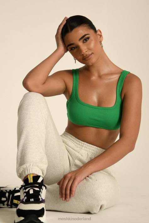 Meshki Jackie crop top met ronde hals kleding Fel groen XP0T1157