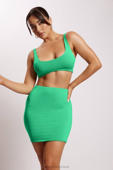 Meshki Jemma super crop top met ronde hals kleding Fel groen XP0T1162