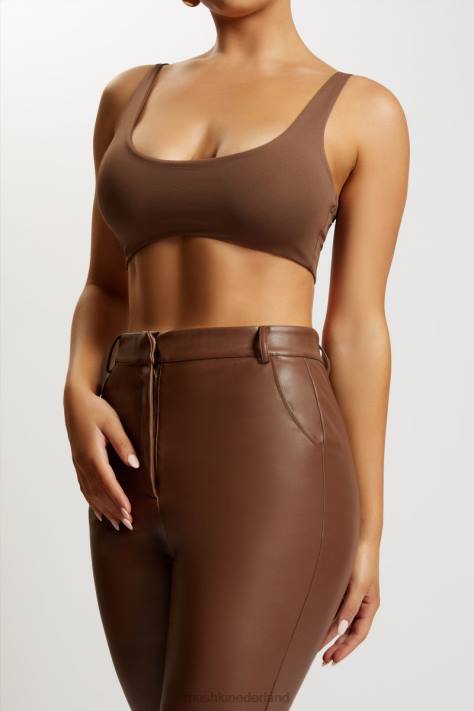 Meshki Jemma super crop top met ronde hals kleding chocolade XP0T1150