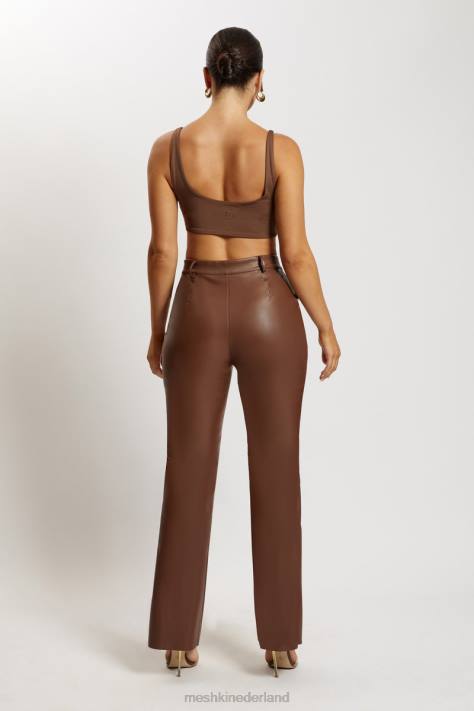 Meshki Jemma super crop top met ronde hals kleding chocolade XP0T1150