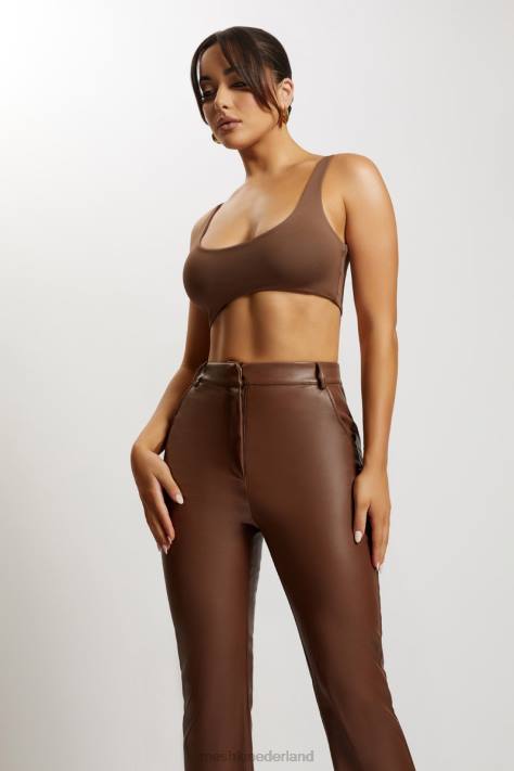 Meshki Jemma super crop top met ronde hals kleding chocolade XP0T1150