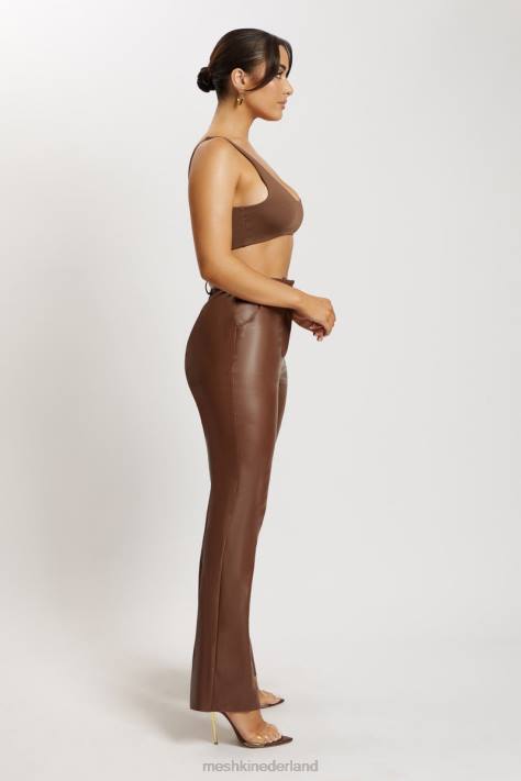 Meshki Jemma super crop top met ronde hals kleding chocolade XP0T1150