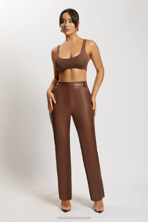 Meshki Jemma super crop top met ronde hals kleding chocolade XP0T1150