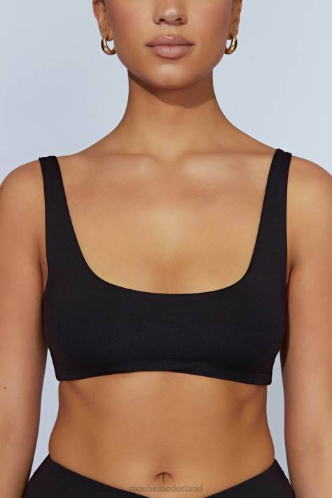 Meshki Jemma super crop top met ronde hals kleding zwart XP0T919