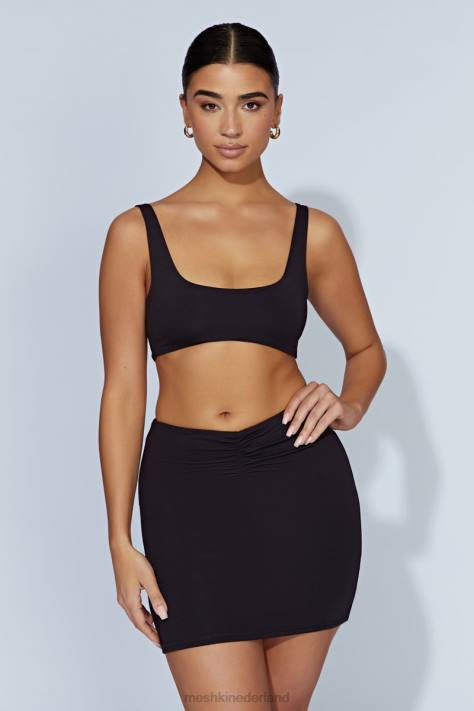 Meshki Jemma super crop top met ronde hals kleding zwart XP0T919