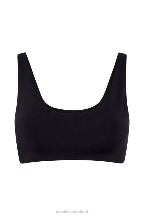 Meshki Jemma super crop top met ronde hals kleding zwart XP0T919
