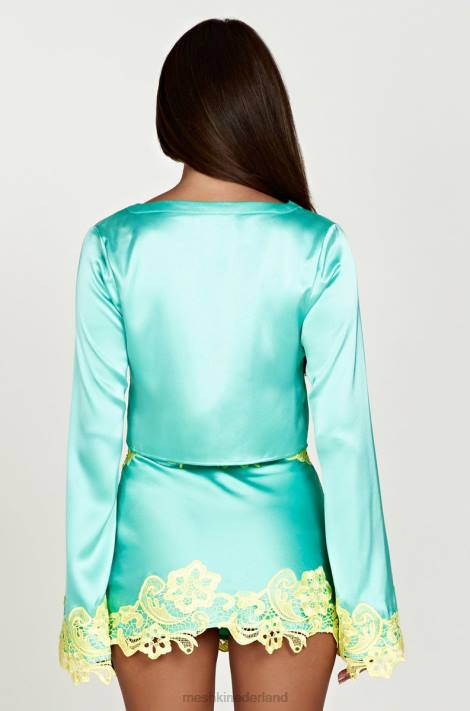 Meshki Niamh crop top met uitlopende mouwen en kant kleding munt XP0T1008