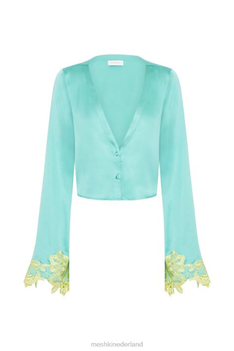 Meshki Niamh crop top met uitlopende mouwen en kant kleding munt XP0T1008