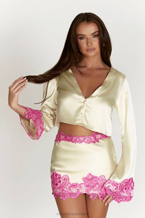 Meshki Niamh crop top met uitlopende mouwen en kant kleding naakt XP0T1005