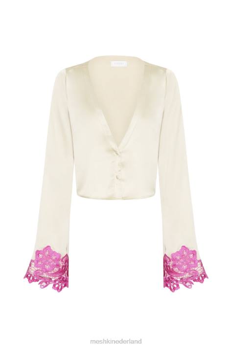 Meshki Niamh crop top met uitlopende mouwen en kant kleding naakt XP0T1005