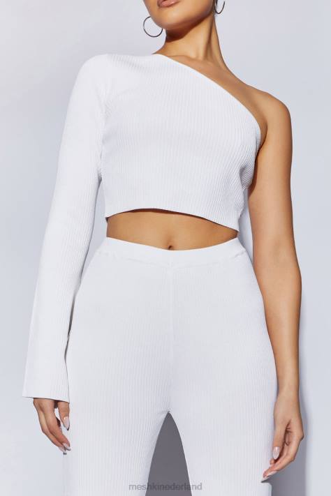 Meshki Rue crop top met één schouder en uitlopende mouwen kleding wit XP0T974