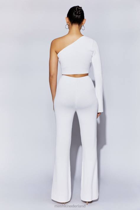 Meshki Rue crop top met één schouder en uitlopende mouwen kleding wit XP0T974