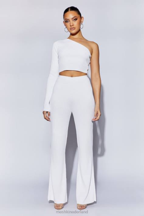 Meshki Rue crop top met één schouder en uitlopende mouwen kleding wit XP0T974