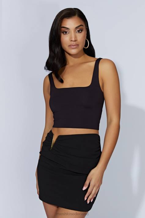 Meshki Sara crop top met vierkante hals kleding zwart XP0T1167