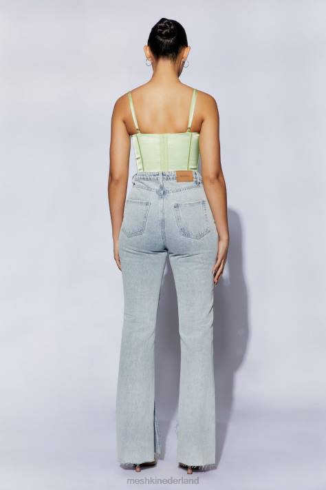 Meshki cami crop top met meer kant kleding pistache groen XP0T1092