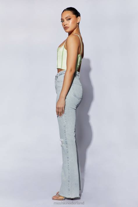 Meshki cami crop top met meer kant kleding pistache groen XP0T1092