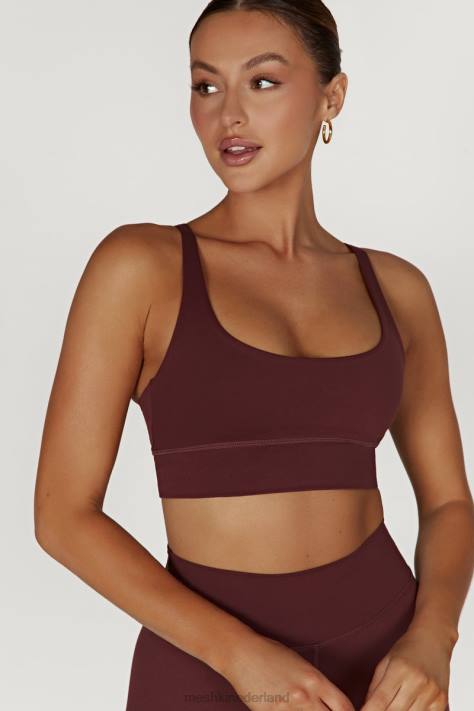 Meshki elise cami crop top met v-rug kleding mahonie XP0T941