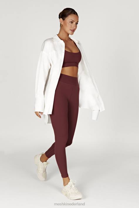 Meshki elise cami crop top met v-rug kleding mahonie XP0T941