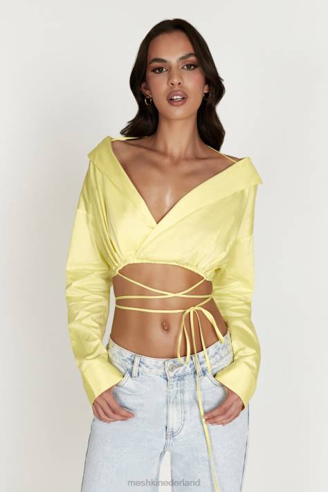 Meshki Freya off-shoulder shirt met lange mouwen kleding citroen XP0T1055