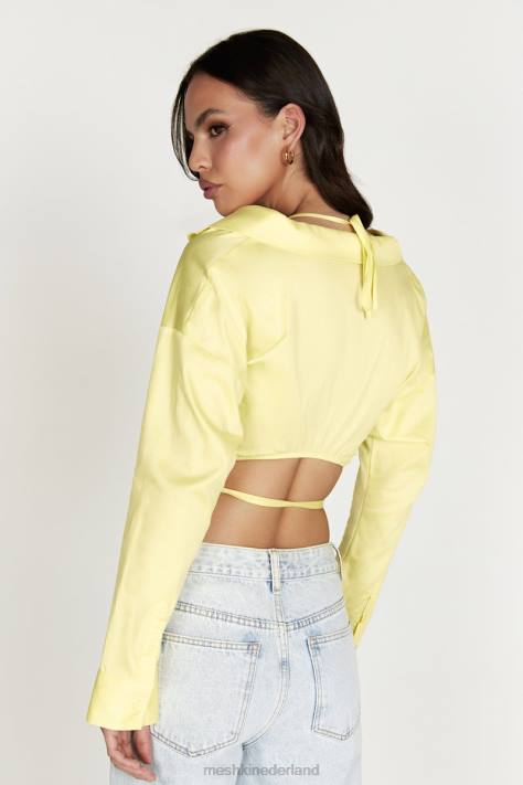 Meshki Freya off-shoulder shirt met lange mouwen kleding citroen XP0T1055