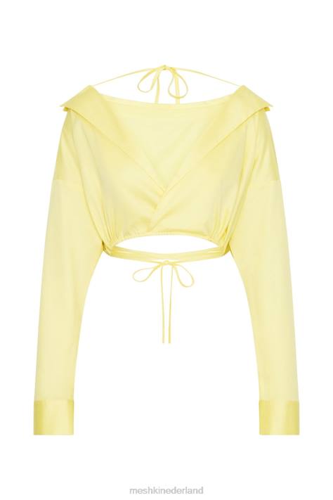 Meshki Freya off-shoulder shirt met lange mouwen kleding citroen XP0T1055