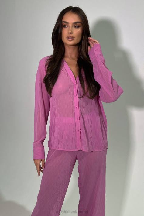 Meshki Karla oversized overhemd met golfplooi kleding roze roze XP0T1057