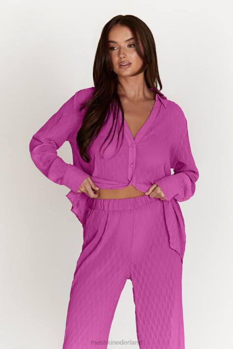 Meshki Karla oversized overhemd met golfplooi kleding roze roze XP0T1057