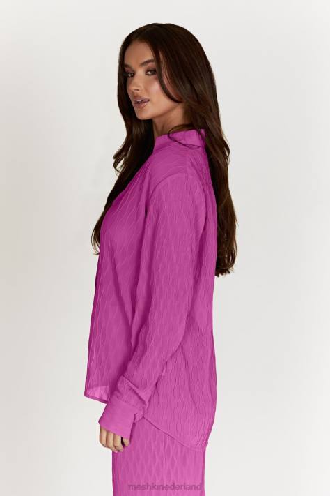 Meshki Karla oversized overhemd met golfplooi kleding roze roze XP0T1057