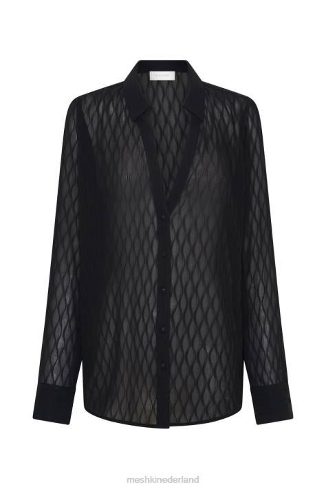 Meshki Karla oversized overhemd met golfplooi kleding zwart XP0T1221